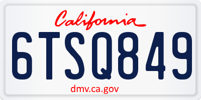 CA license plate 6TSQ849