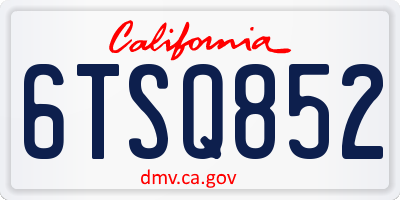 CA license plate 6TSQ852