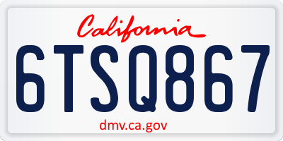 CA license plate 6TSQ867