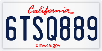 CA license plate 6TSQ889