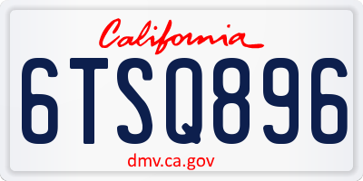 CA license plate 6TSQ896