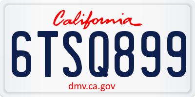 CA license plate 6TSQ899