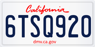 CA license plate 6TSQ920