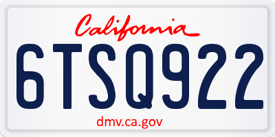 CA license plate 6TSQ922