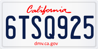 CA license plate 6TSQ925