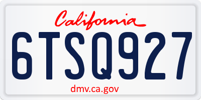 CA license plate 6TSQ927