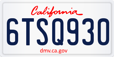 CA license plate 6TSQ930