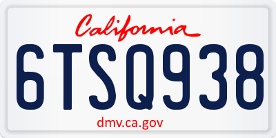 CA license plate 6TSQ938
