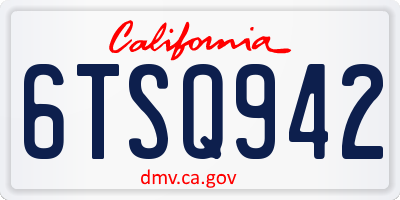 CA license plate 6TSQ942
