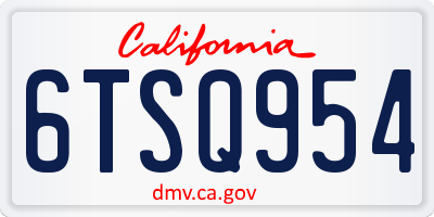 CA license plate 6TSQ954