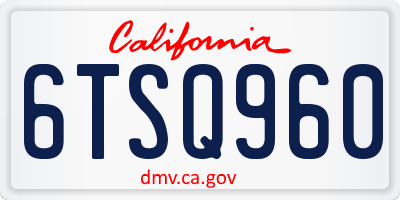 CA license plate 6TSQ960