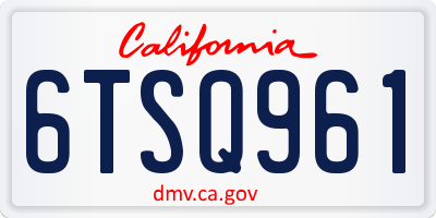 CA license plate 6TSQ961