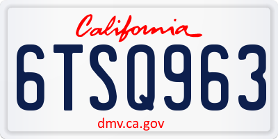 CA license plate 6TSQ963