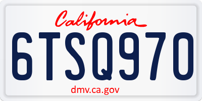 CA license plate 6TSQ970