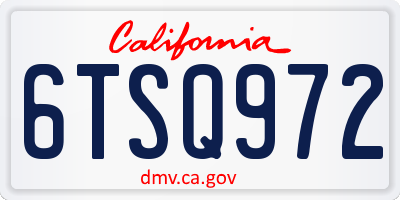 CA license plate 6TSQ972