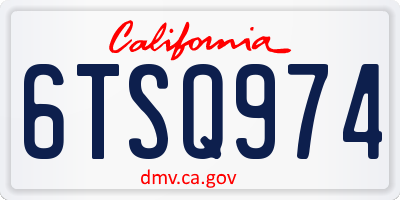 CA license plate 6TSQ974
