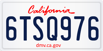 CA license plate 6TSQ976