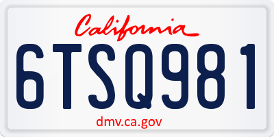 CA license plate 6TSQ981