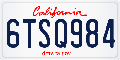 CA license plate 6TSQ984