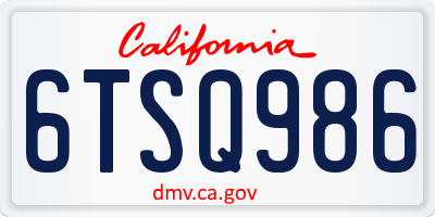 CA license plate 6TSQ986