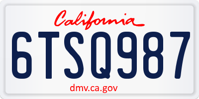 CA license plate 6TSQ987