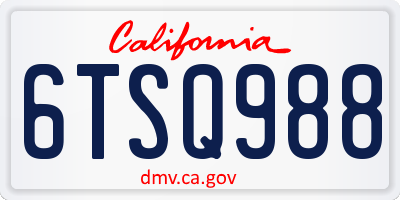 CA license plate 6TSQ988