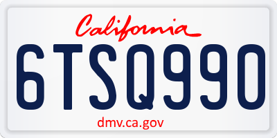 CA license plate 6TSQ990