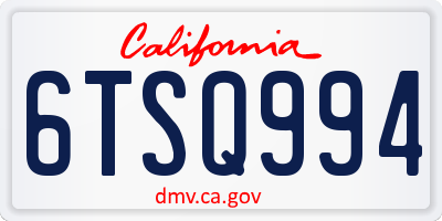 CA license plate 6TSQ994