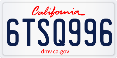CA license plate 6TSQ996