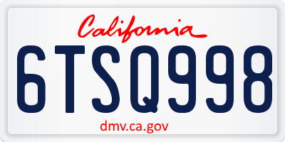 CA license plate 6TSQ998