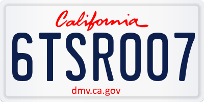 CA license plate 6TSR007