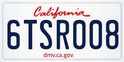 CA license plate 6TSR008