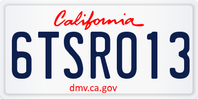 CA license plate 6TSR013