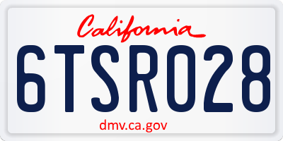CA license plate 6TSR028