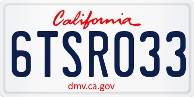 CA license plate 6TSR033