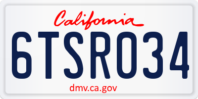 CA license plate 6TSR034