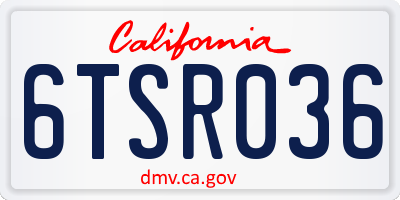 CA license plate 6TSR036