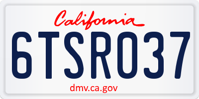 CA license plate 6TSR037