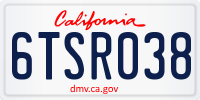 CA license plate 6TSR038