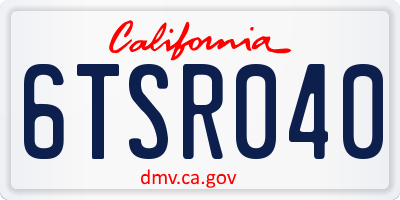 CA license plate 6TSR040