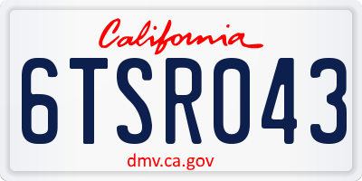 CA license plate 6TSR043