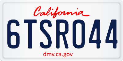 CA license plate 6TSR044