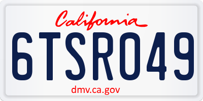 CA license plate 6TSR049