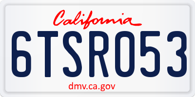 CA license plate 6TSR053