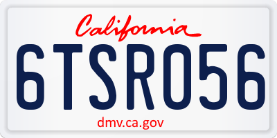 CA license plate 6TSR056