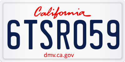 CA license plate 6TSR059