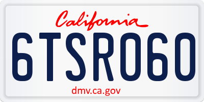 CA license plate 6TSR060
