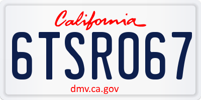 CA license plate 6TSR067