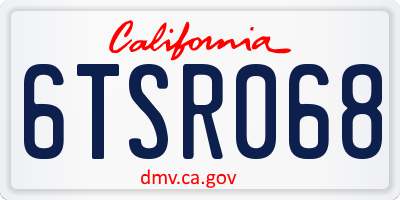 CA license plate 6TSR068