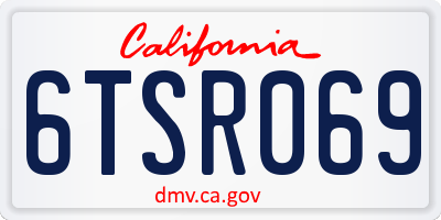 CA license plate 6TSR069